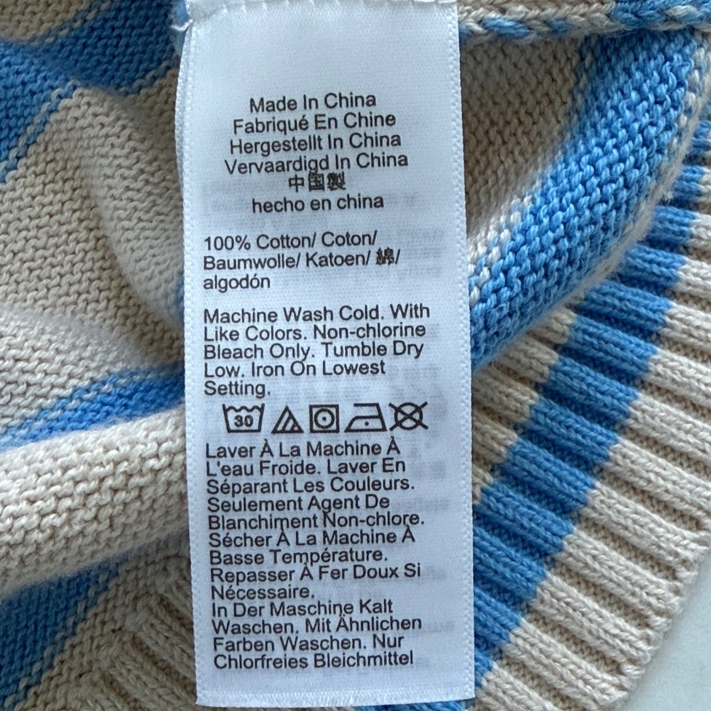 J. Crew Factory Blue Striped Half Zip Pullover Sweater Size Small Oversized - Picture 6 of 11